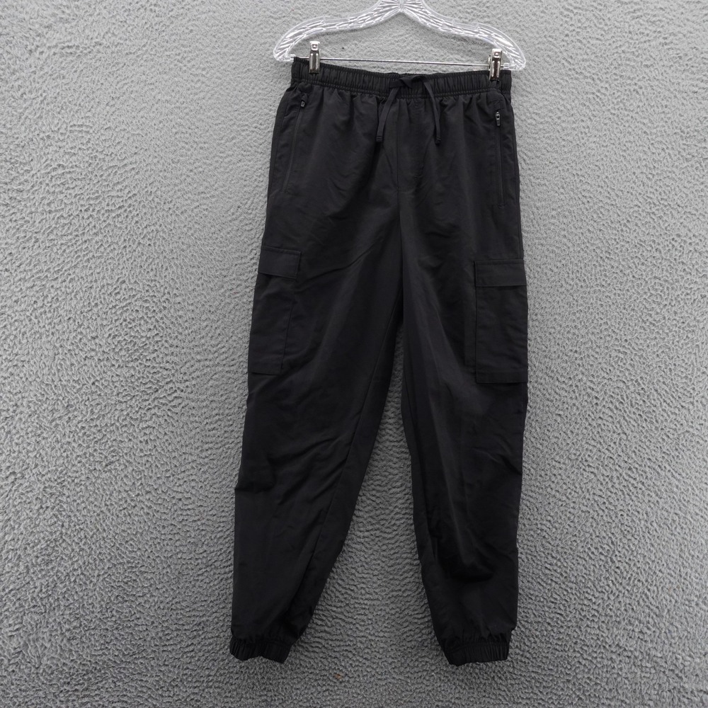 DSG‎ Mens Crinkle Nylon Cargo Jogger Pants Pure Black Water Repellent Small NEW